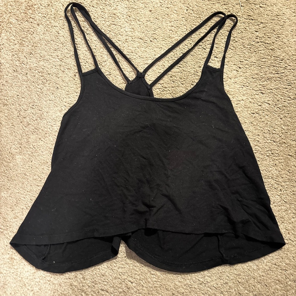 Forever 21 Black Double-Strap Layered Crop Tank